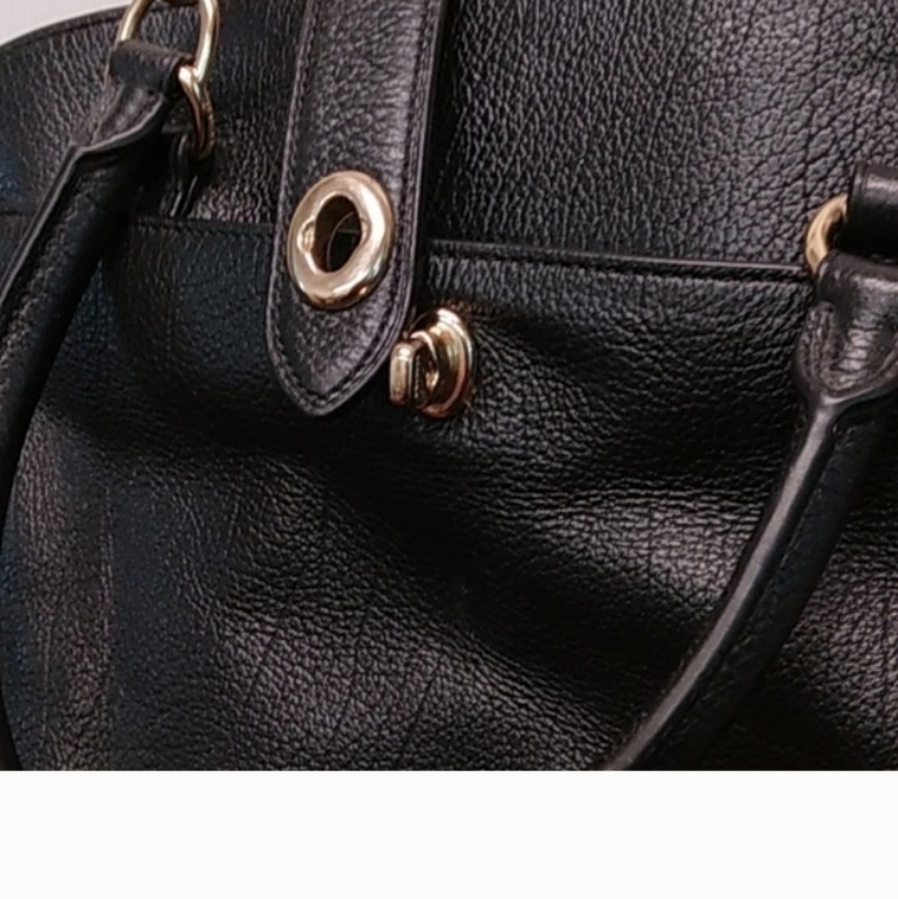 Coach Black Leather Shoulder Bag with Gold Chain#new Strap Add - Picture 10 of 11